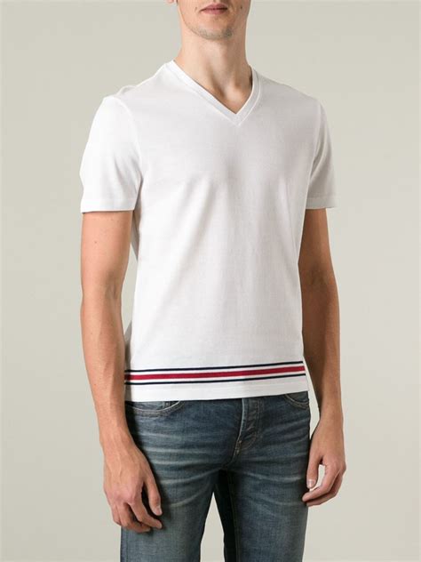 gucci v neck white guggi studs tshirt|Gucci polo shirt snake collar.